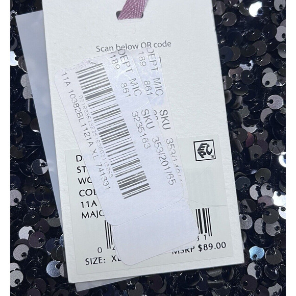 Alex Marie Sequined Blouse Stretch Short Sleeve Lined Party Top Black Womens XL - Picture 9 of 16